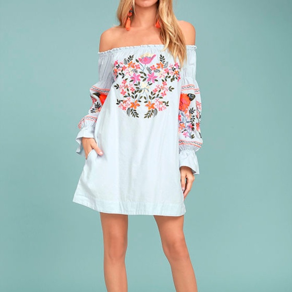Free People Dresses & Skirts - FREE PEOPLE Fleur Du Jour Off Shoulder Shift Dress